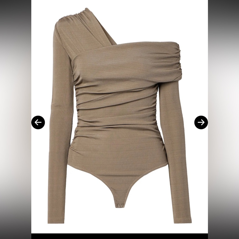 Goldsign Tan One-Shoulder Bodysuit